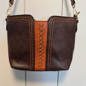 NWOT Montana West Brown and Tan Leather Crossbody Bag